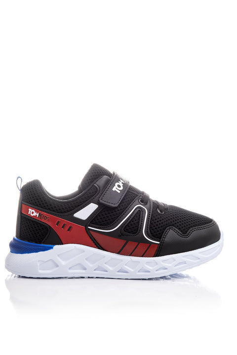 TonnyBlack Black Red Kids Sport Shoes