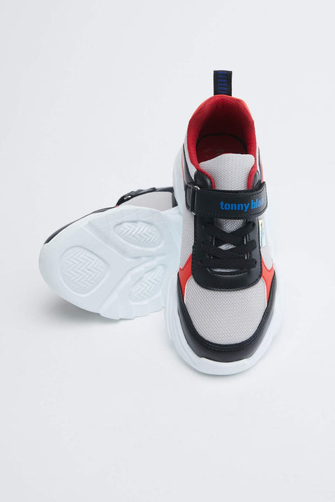 Tonny Black Black Red Kids Sport Shoes