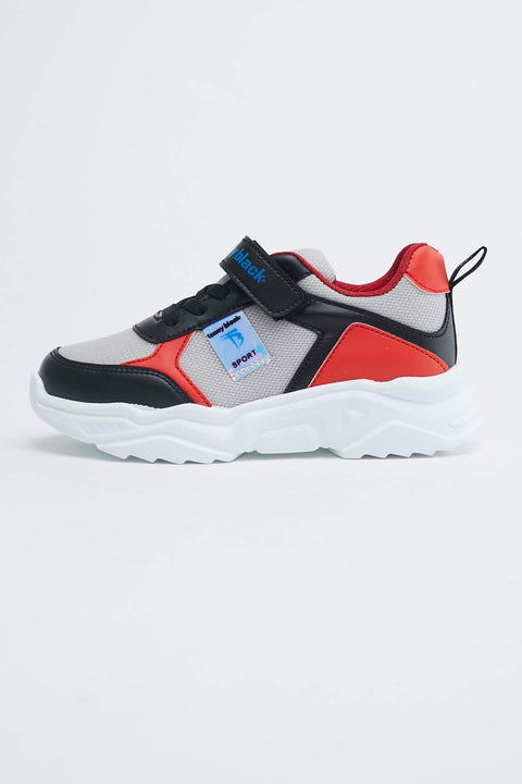 Tonny Black Black Red Kids Sport Shoes