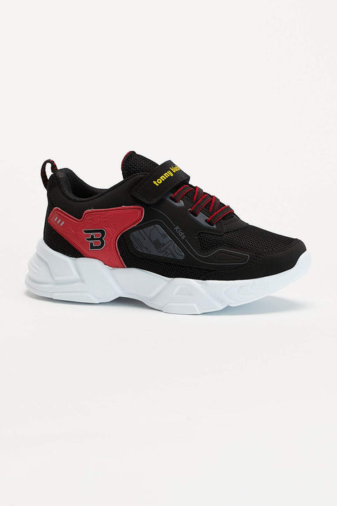 TonnyBlack Black Red Kids Sport Shoes