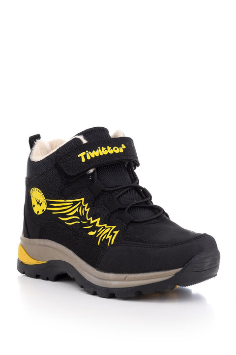 Tonny Black Yellow Kids Trekking Boots