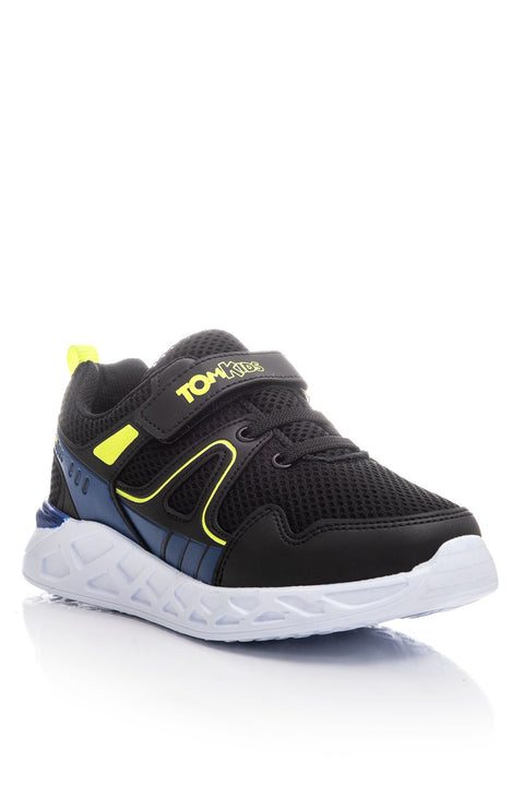 TonnyBlack Black Sax Yellow Kids Sport Shoes