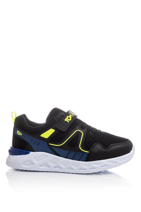 TonnyBlack Black Sax Yellow Kids Sport Shoes