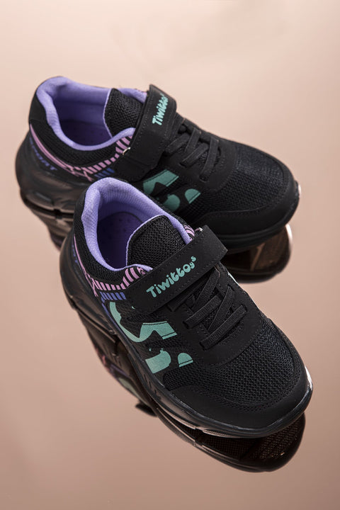 TonnyBlack  Black Water Green Kids Sneakers