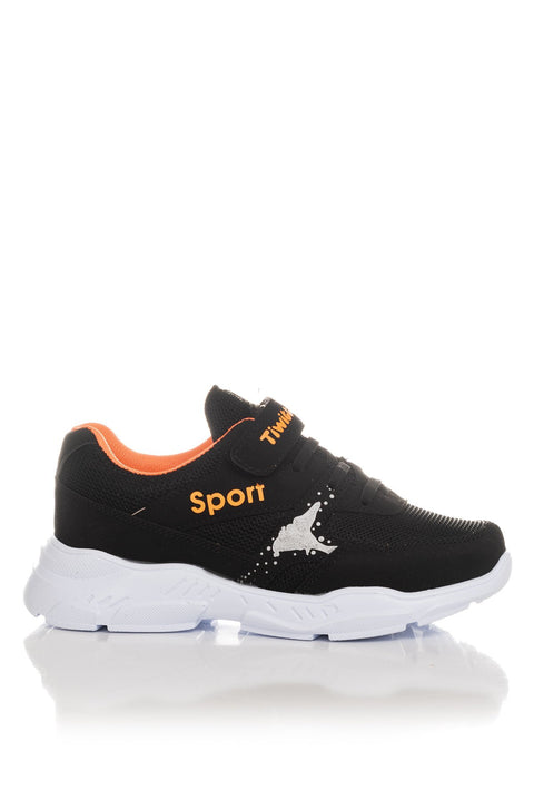 Tonny Black Black Orange Kids Sport Shoes