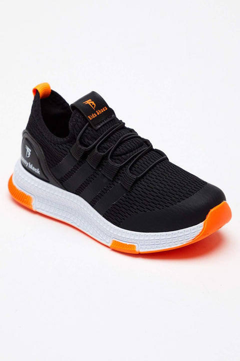 Tonny Black Black Orange Kids Sport Shoes