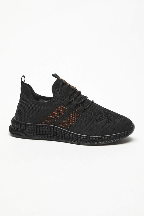 TonnyBlack Black Orange Kids Sport Shoes