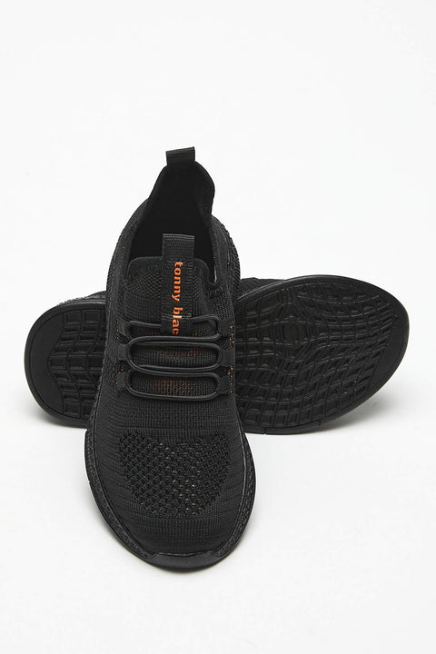 TonnyBlack Black Orange Kids Sport Shoes