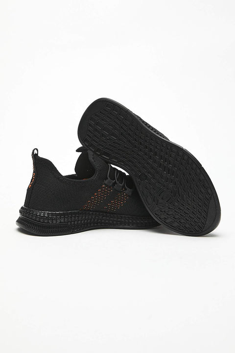 TonnyBlack Black Orange Kids Sport Shoes