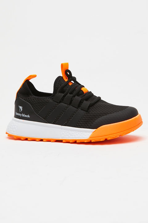 TonnyBlack Black Orange Kids Sport Shoes