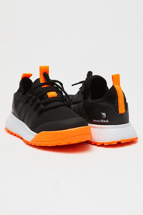 TonnyBlack Black Orange Kids Sport Shoes