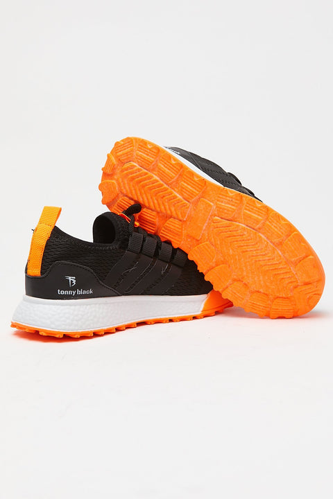 TonnyBlack Black Orange Kids Sport Shoes