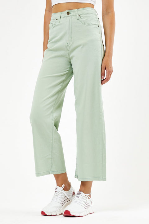 TonnyBlack Water Green Women's Lycra Short Palazzo Linen Trousers TBG072-1_142