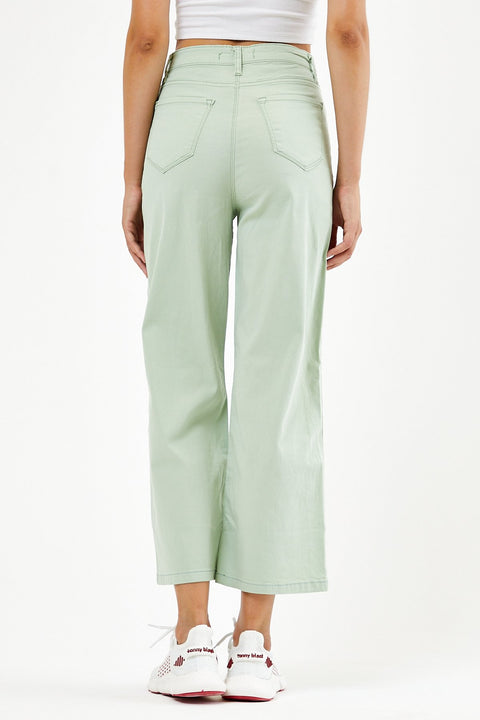 TonnyBlack Water Green Women's Lycra Short Palazzo Linen Trousers TBG072-1_142