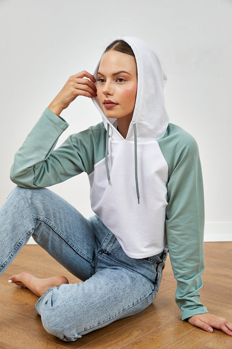 TonnyBlack Water Green Women's Two Thread Cotton Raglan Sleeve Casual Cut Sweatshirt tbg070-1_142