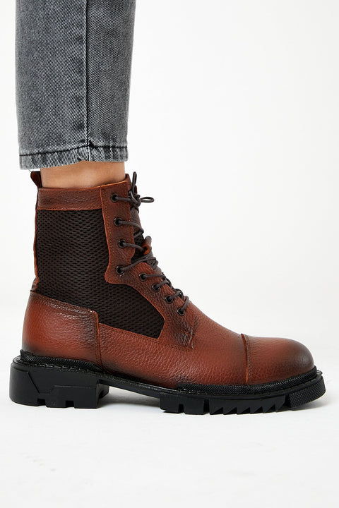 TonnyBlack Brown Tan Men's Genuine Leather Boots TBPOS1-2_143