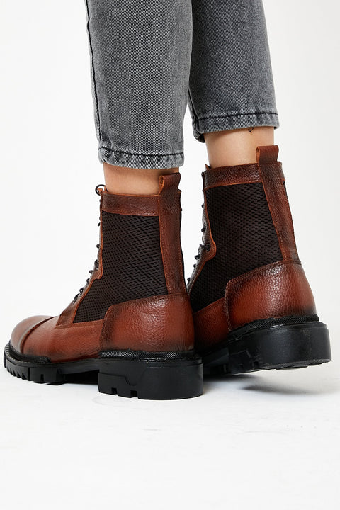 TonnyBlack Brown Tan Men's Genuine Leather Boots TBPOS1-2_143