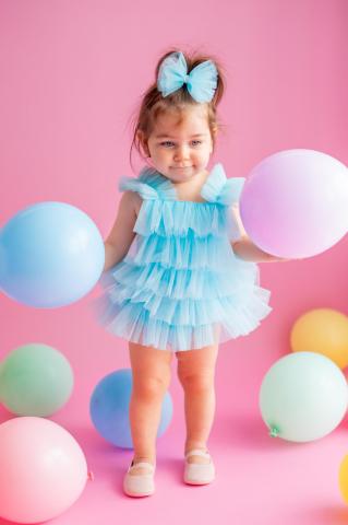 Pixy Love Baby Girl Turquoise Bonbon Ruffle Rompers