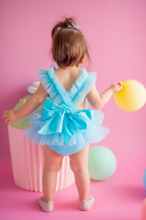 Pixy Love Baby Girl Turquoise Bonbon Ruffle Rompers