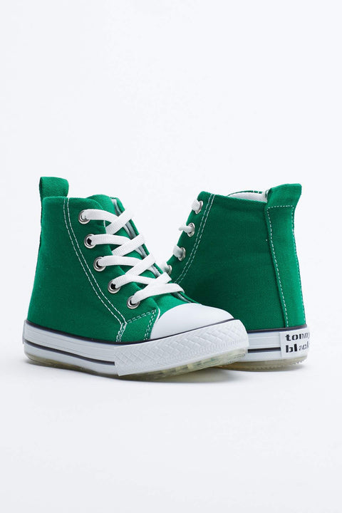 TonnyBlack Green Kids Light Sports Shoes Long
