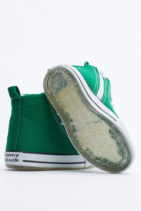 TonnyBlack Green Kids Light Sports Shoes Long