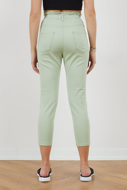 TonnyBlack Green Women Linen Baggy Waist Elastic Trousers TBG024-1_147